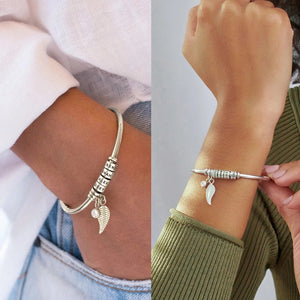 Pulseira Asas de Anjo Personalizável - Minha Familia - Gravação a Laser - Banhado a Ouro