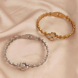 Pulseira Trevo 4 folhas - Aço inoxidável - Banhado a Ouro