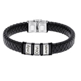 Pulseira Meu Pai Minha Vida - Pulseira de Couro + Aço Inoxidável