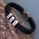 Pulseira Meu Pai Minha Vida - Pulseira de Couro + Aço Inoxidável
