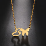 Colar Personalizado | Borboleta da Vida - Aço Inoxidável - Folheado a Ouro - Corte a Laser.
