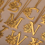Colar Personalizado | Rosa da Vida - Aço Inoxidável - Folheado a Ouro - Corte a Laser.