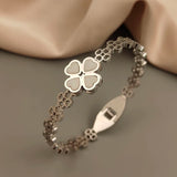 Pulseira Trevo 4 folhas - Aço inoxidável - Banhado a Ouro