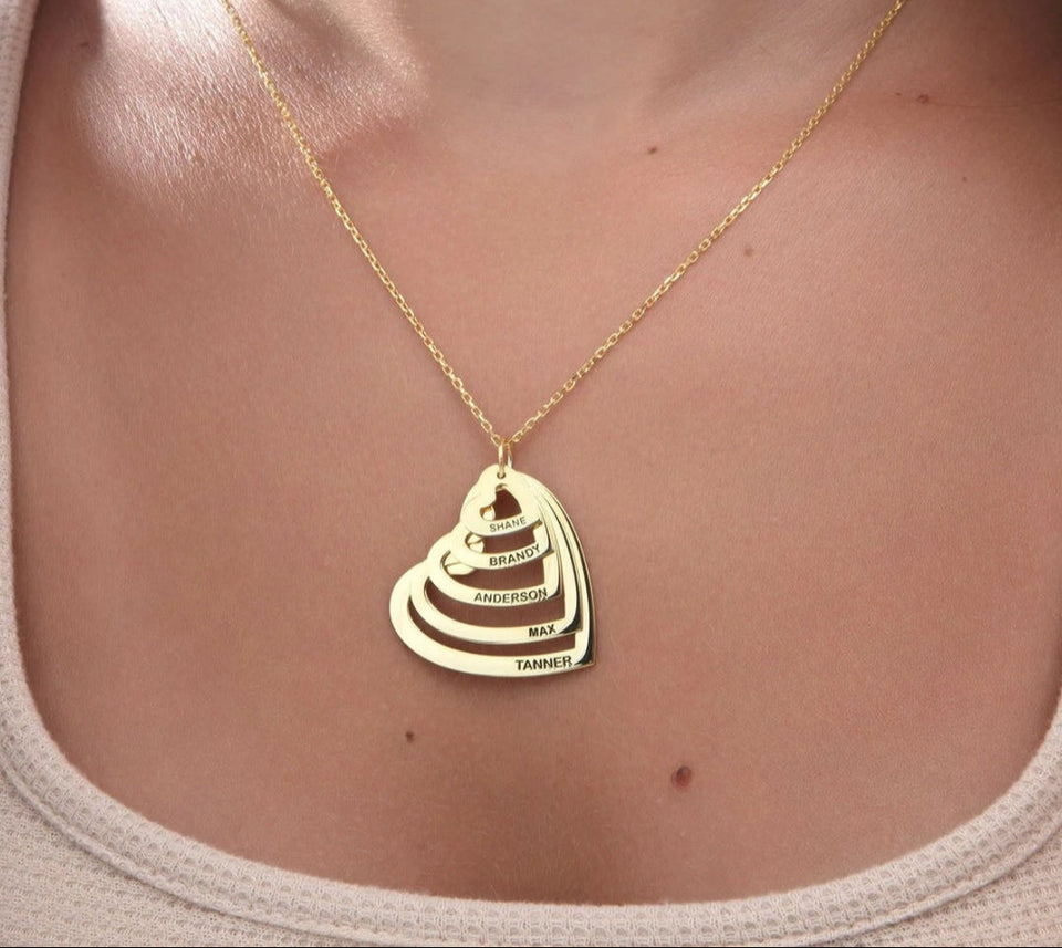 Colar Meus Corações Personalizável - Gravação a Laser - Banhado a ouro