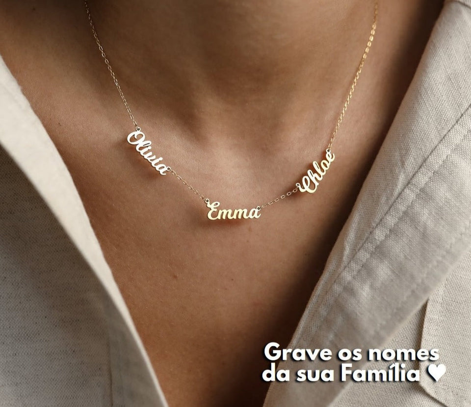 Colar Amor Eterno Personalizável - Minha Família - Corte a Laser - Banhado a ouro