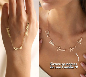 Colar Amor Eterno Personalizável - Minha Família - Corte a Laser - Banhado a ouro