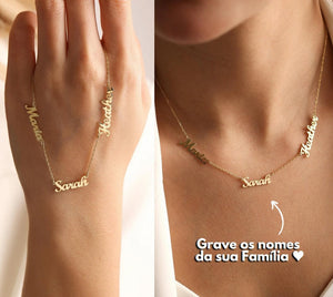 Colar Amor Eterno Personalizável - Minha Família - Corte a Laser - Banhado a ouro