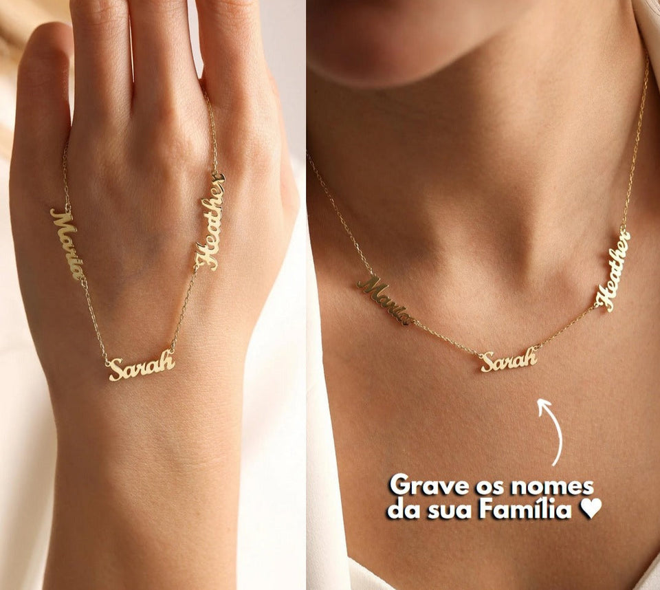 Colar Amor Eterno Personalizável - Minha Família - Corte a Laser - Banhado a ouro