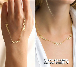 Colar Amor Eterno Personalizável - Minha Família - Corte a Laser - Banhado a ouro