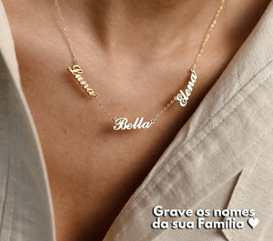 Colar Amor Eterno Personalizável - Minha Família - Corte a Laser - Banhado a ouro