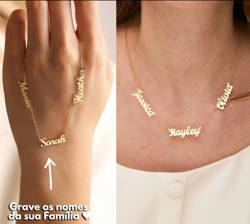 Colar Amor Eterno Personalizável - Minha Família - Corte a Laser - Banhado a ouro