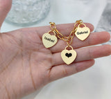 Pulseira Corações da Vida - Personalizável - Gravação a Laser - Aço Inoxidável / Folheado a Ouro.